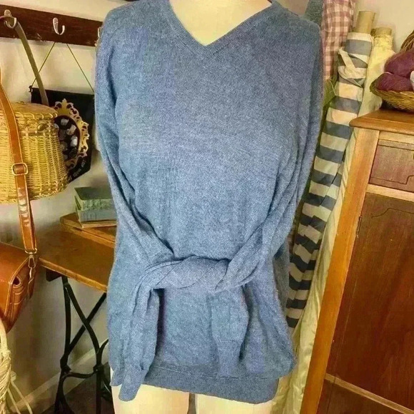 Calvin Klein Other - Lightweight Blue Merino Wool V Neck Sweater by Calvin Klein